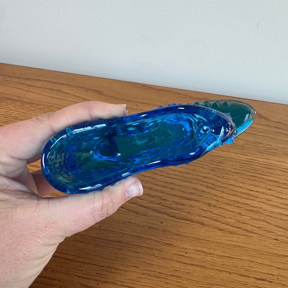 Fenton Blue Hobnail Glass Slipper Shoe Figurine Trinket Dish Victorian Style - Picture 4 of 7
